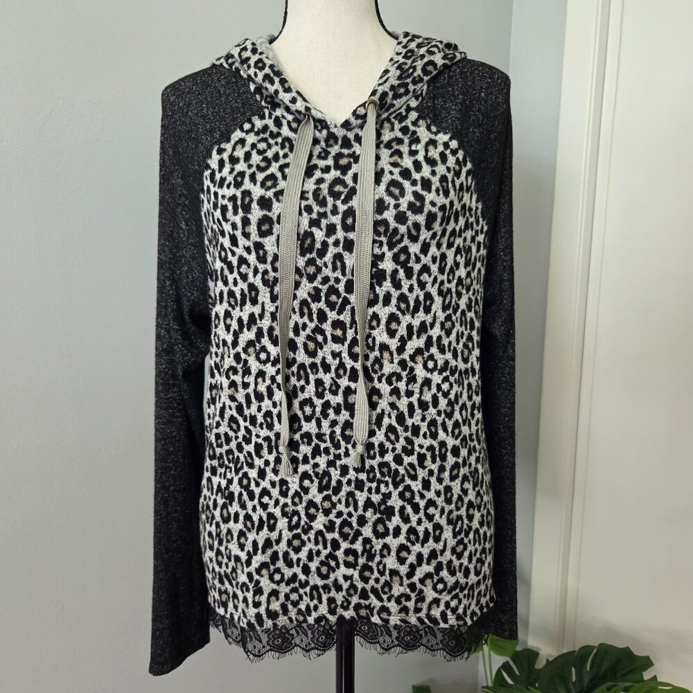 Rewind leopard print hoodie L